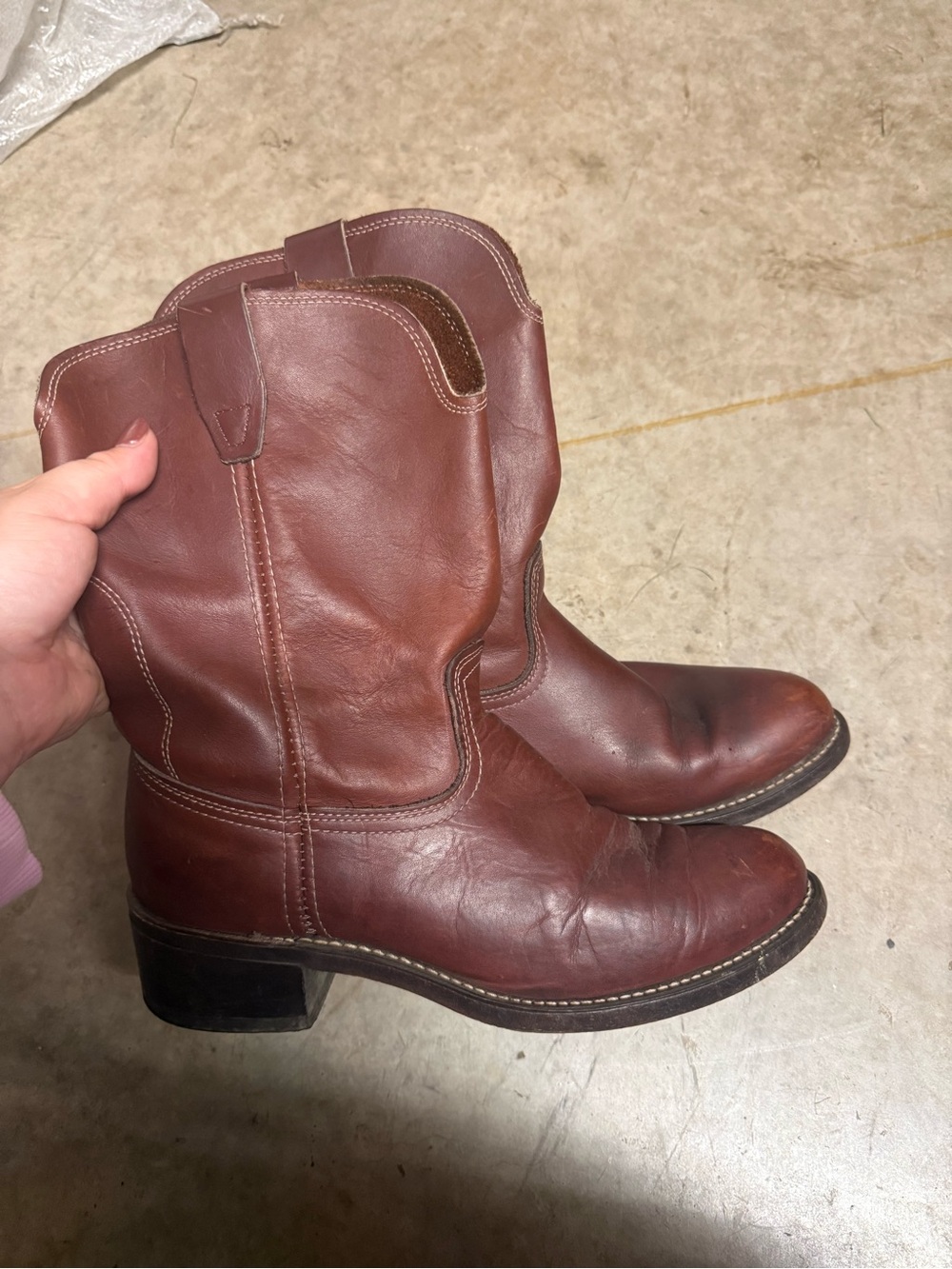 Women's Brown Leather Heeled Western Boots